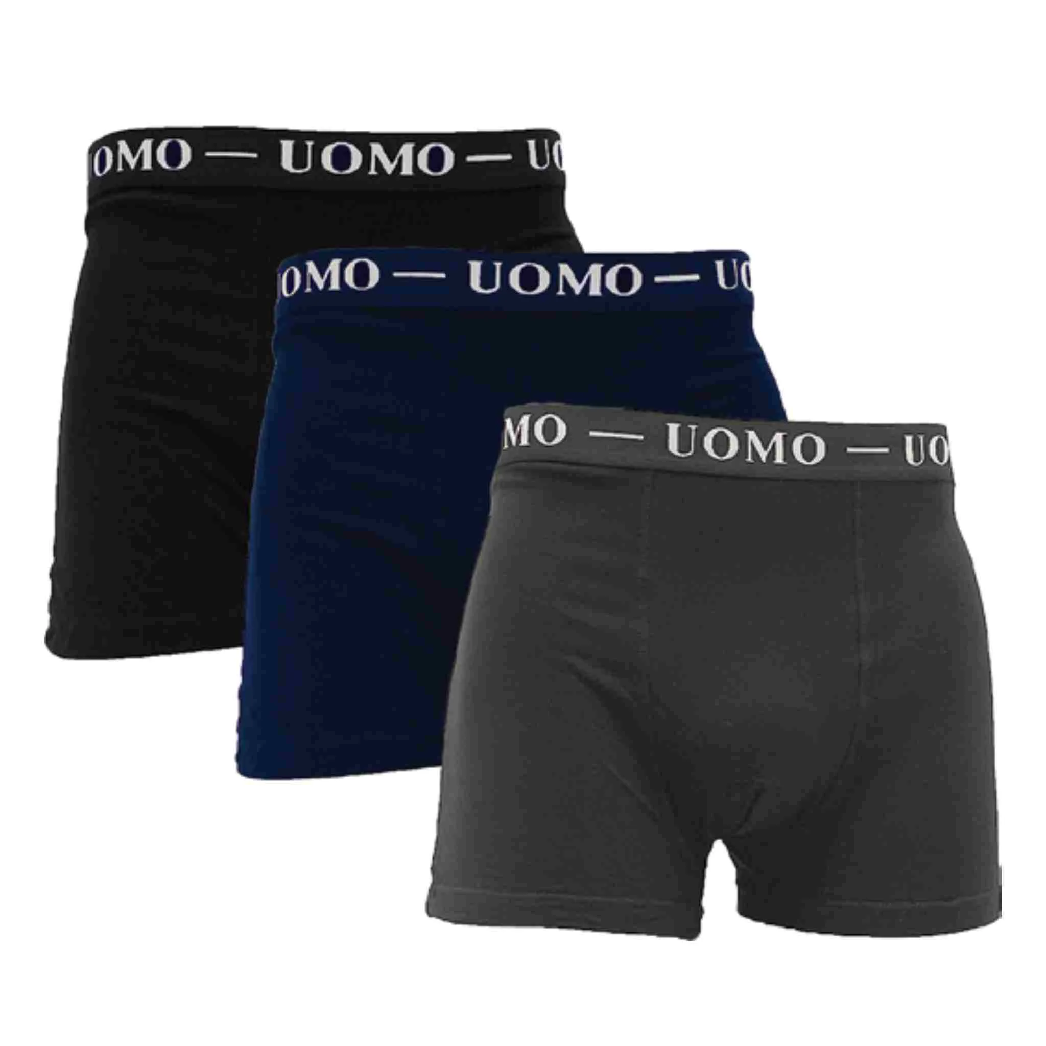 Stylish 3-Pack Solid Boxer Briefs with Logo Waistband Optimized