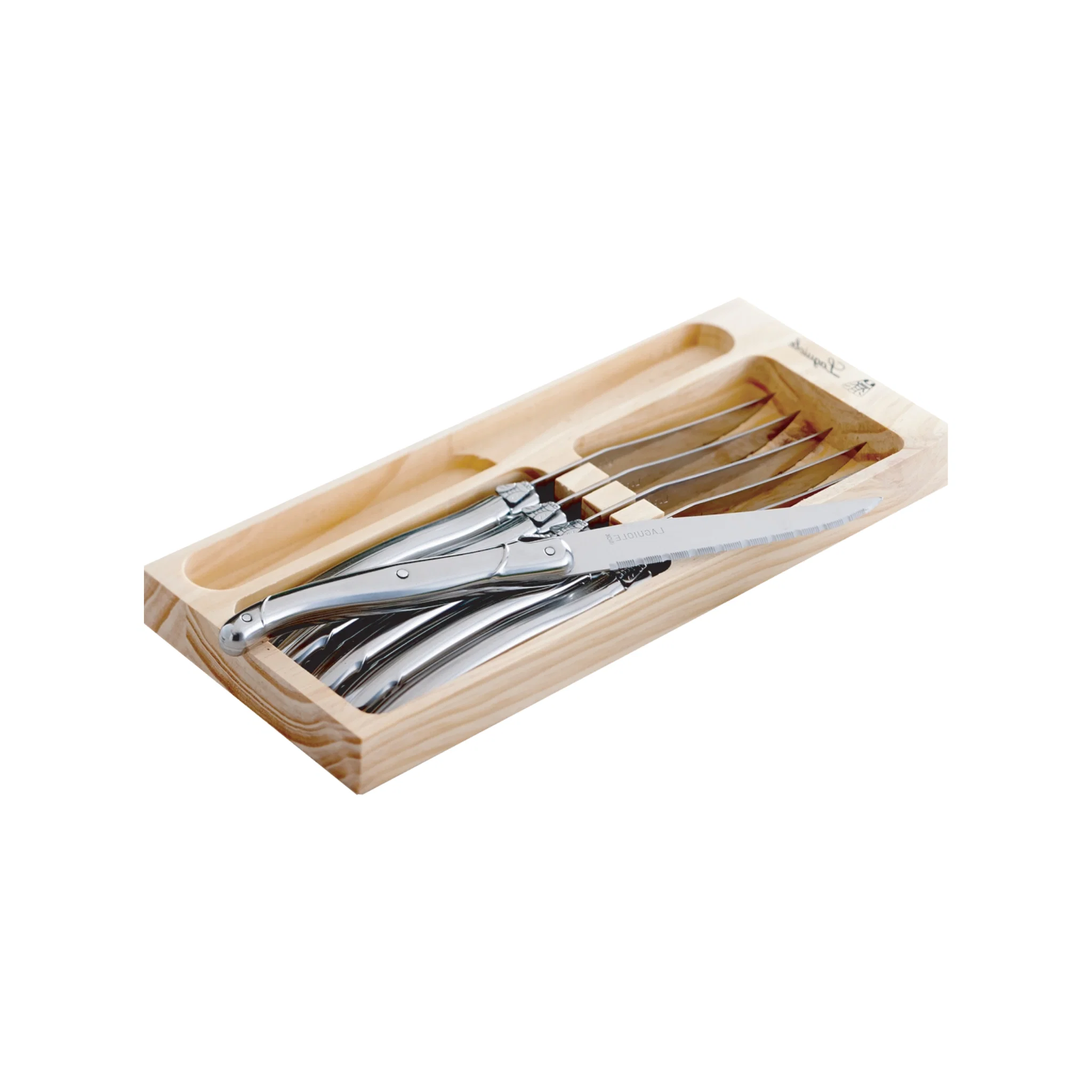 Sustainable Silver 6-Piece Steak Knife Set with Wooden Box Elegant