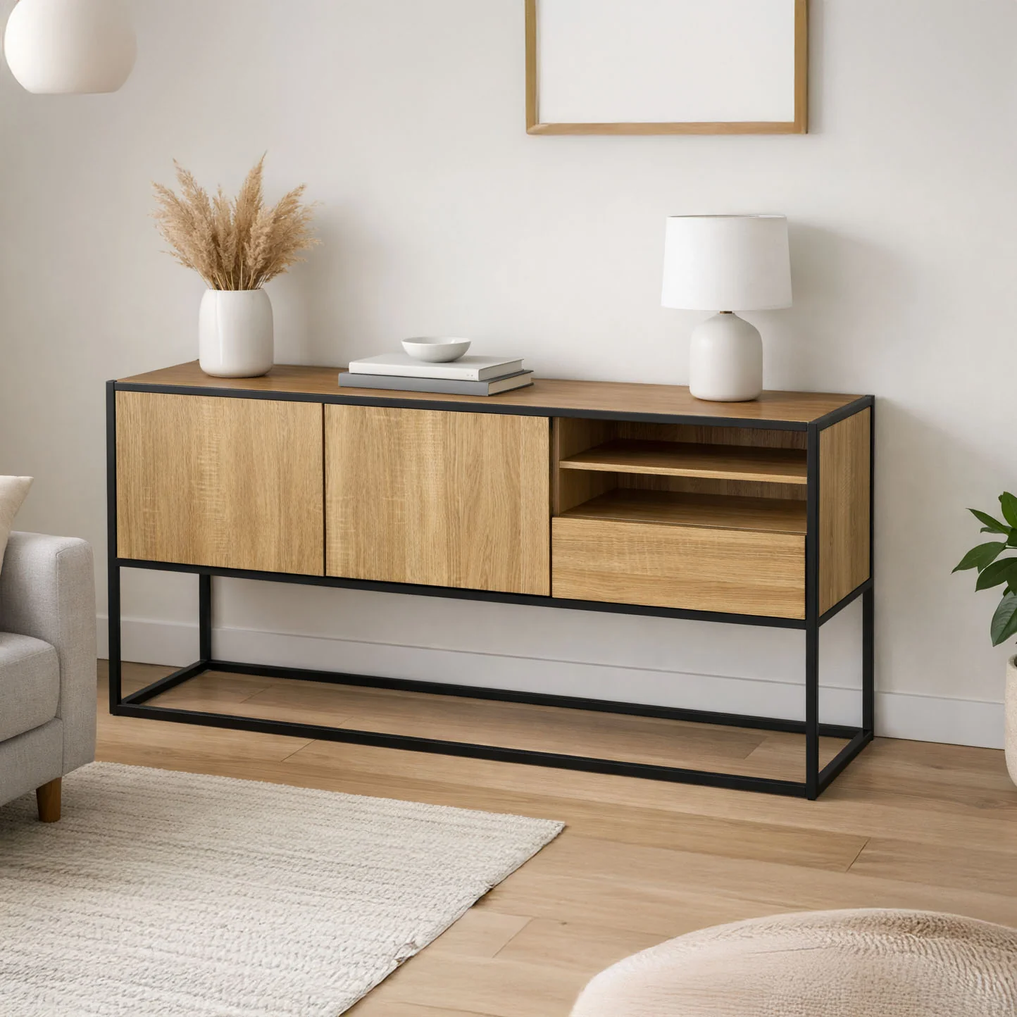 Elegant Modern Wood Metal Sideboard Artisan