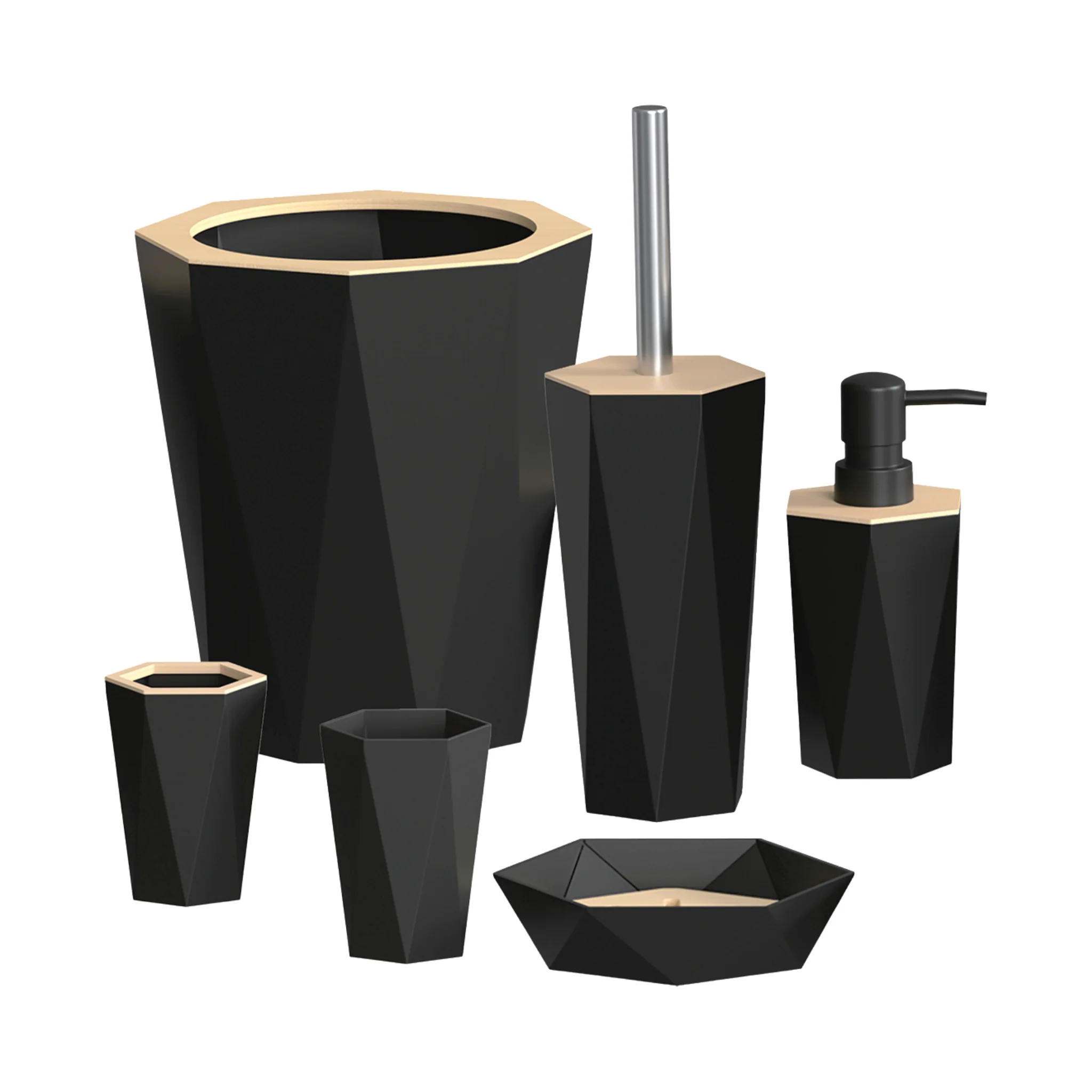 Premium Material Bathroom Accessory Set – 6 Pcs Black Eco-Friendly