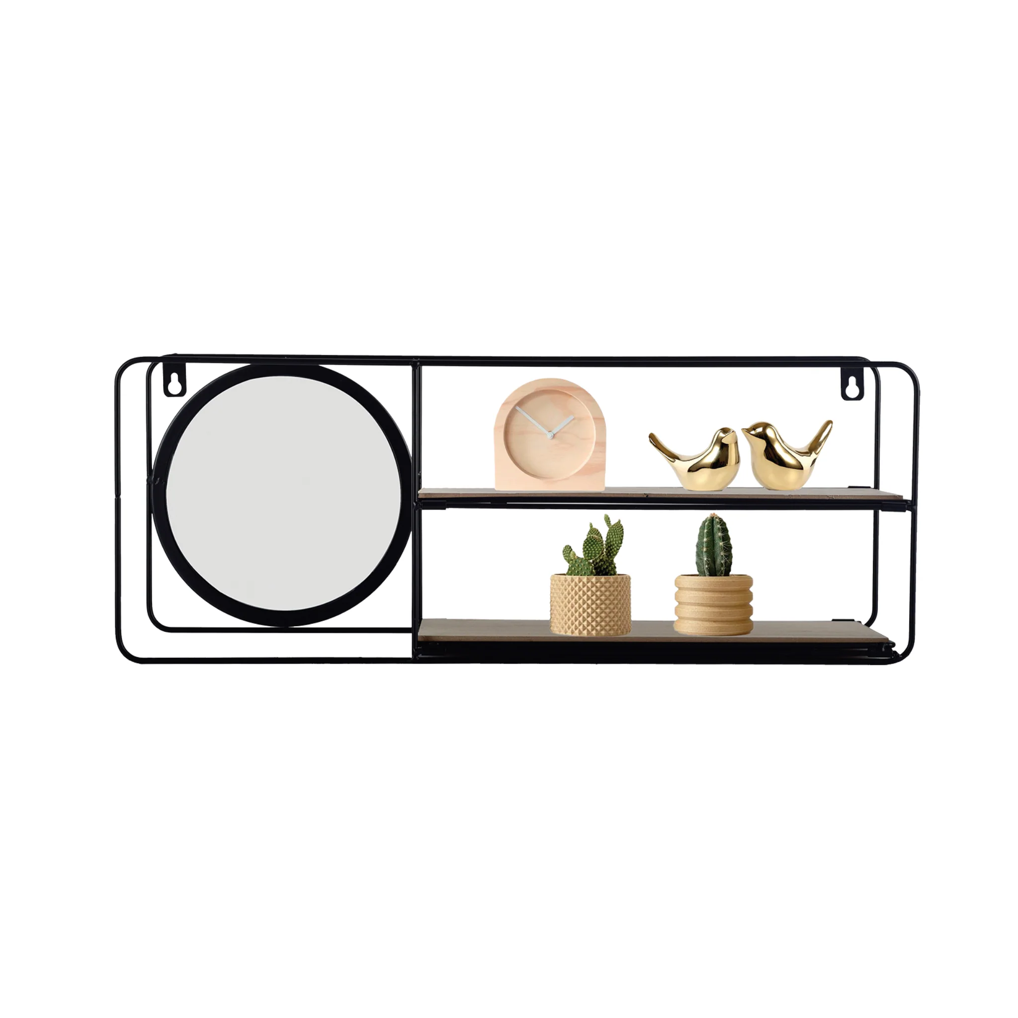 Responsible Rectangular Metal Wall Shelf with Mirror and MDF Shelves – 40 x 10 x 60 cm Artisan