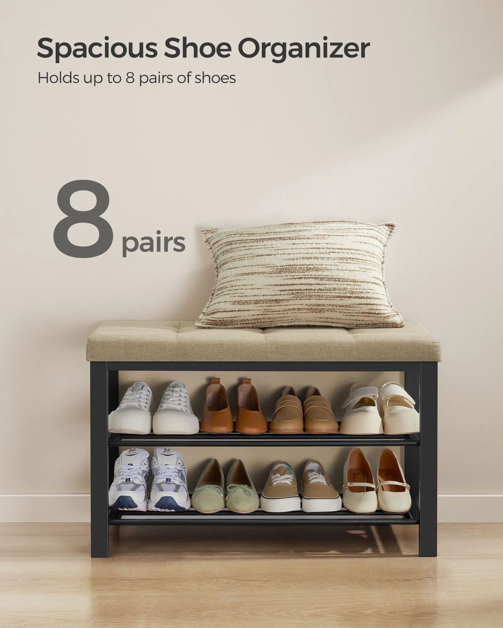 Breathable SONGMICS SONGMICS Shoe Bench Storage Bench Entryway Bench with Cushion Original