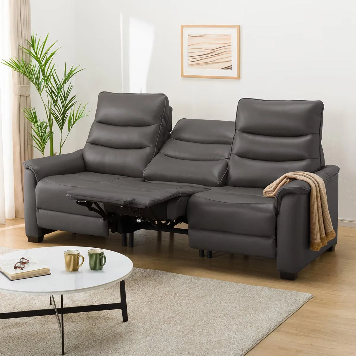 Quality 3 ELECTRIC 3P SOFA N-BELIEVA 3 TK-LEATHER DGY Fine Crafted