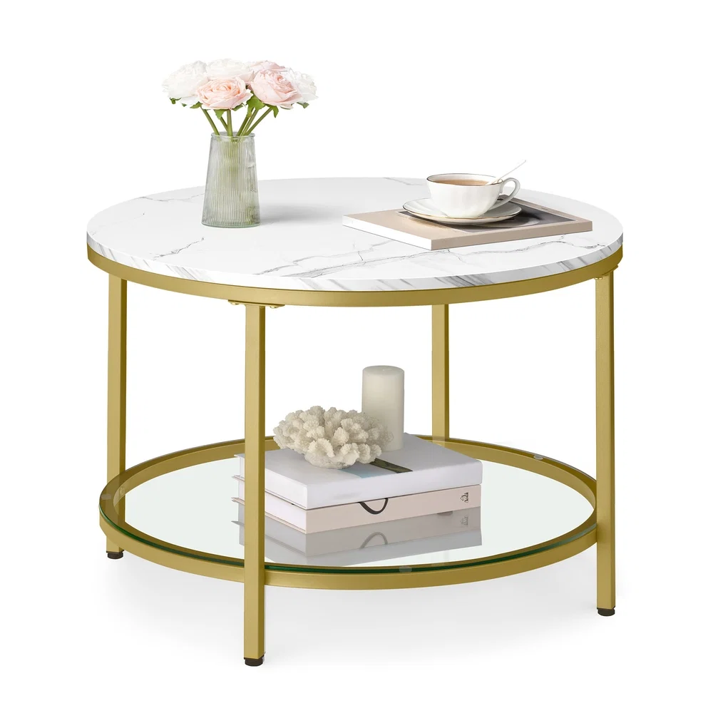 Superior VASAGLE Faux Marble Round Coffee Table Efficient