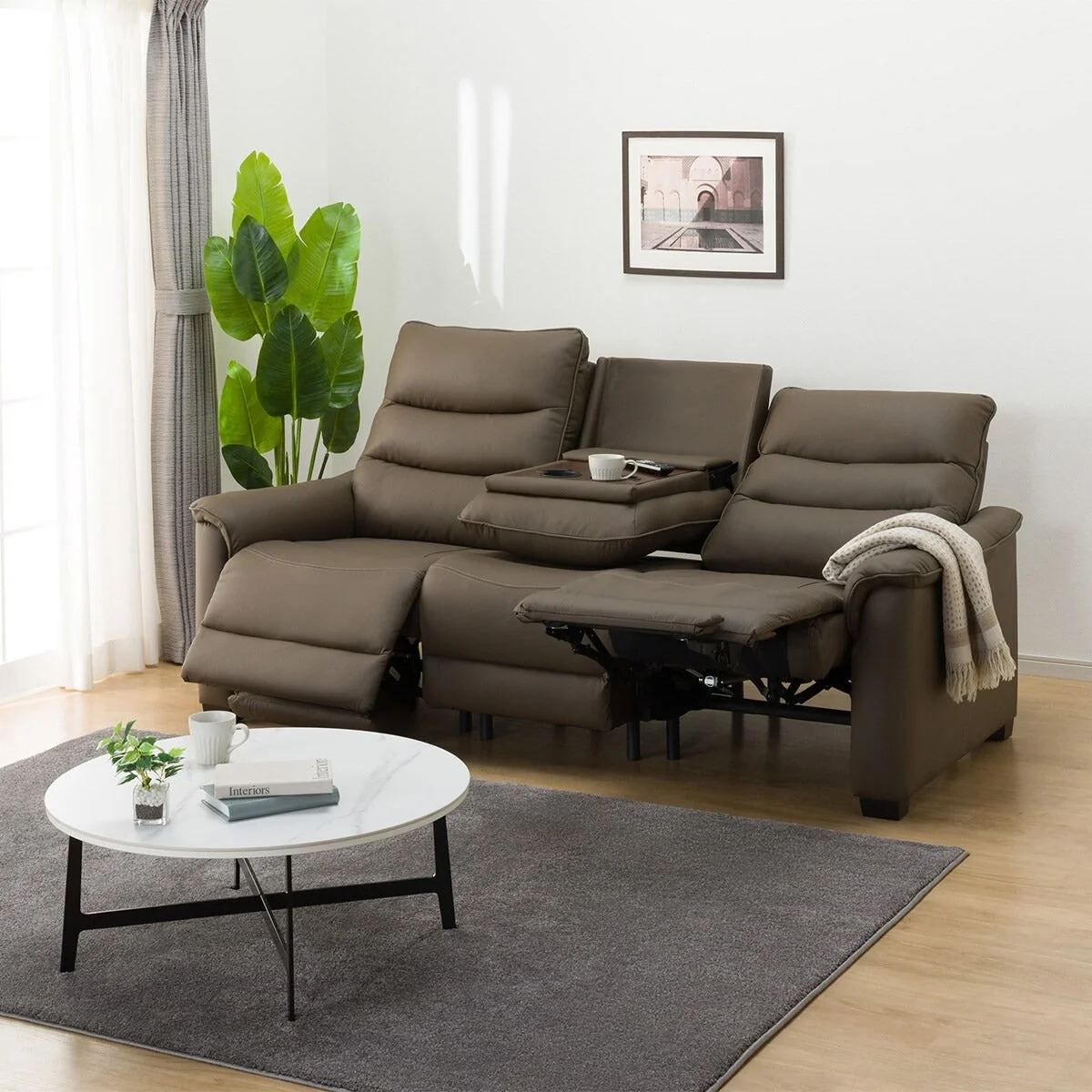 Fashionable 3P ELECTRIC SOFA N-BELIEVA 3 LEATHER BR Exclusive