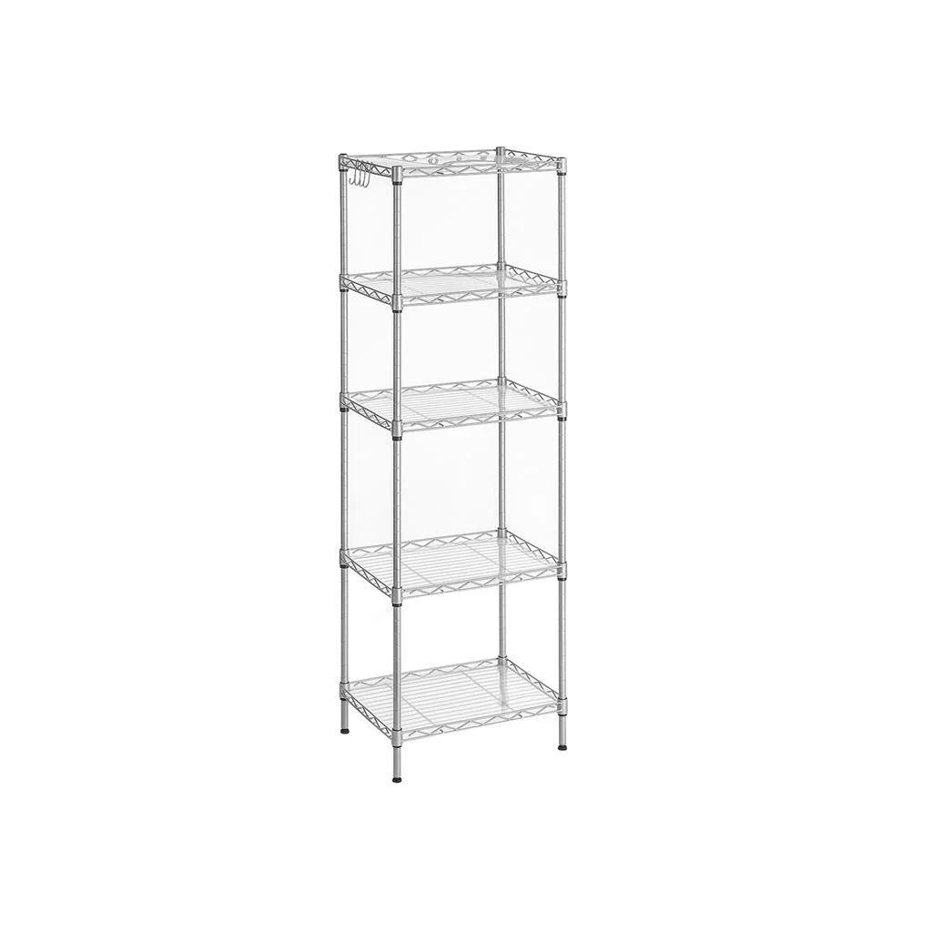 Quality SONGMICS SONGMICS 5-Tier Metal Storage Shelves Kitchen Wire Shelving Unit Storage Rack with Adjustable Shelves Shelf Liners 8 Hooks for Garage Organic