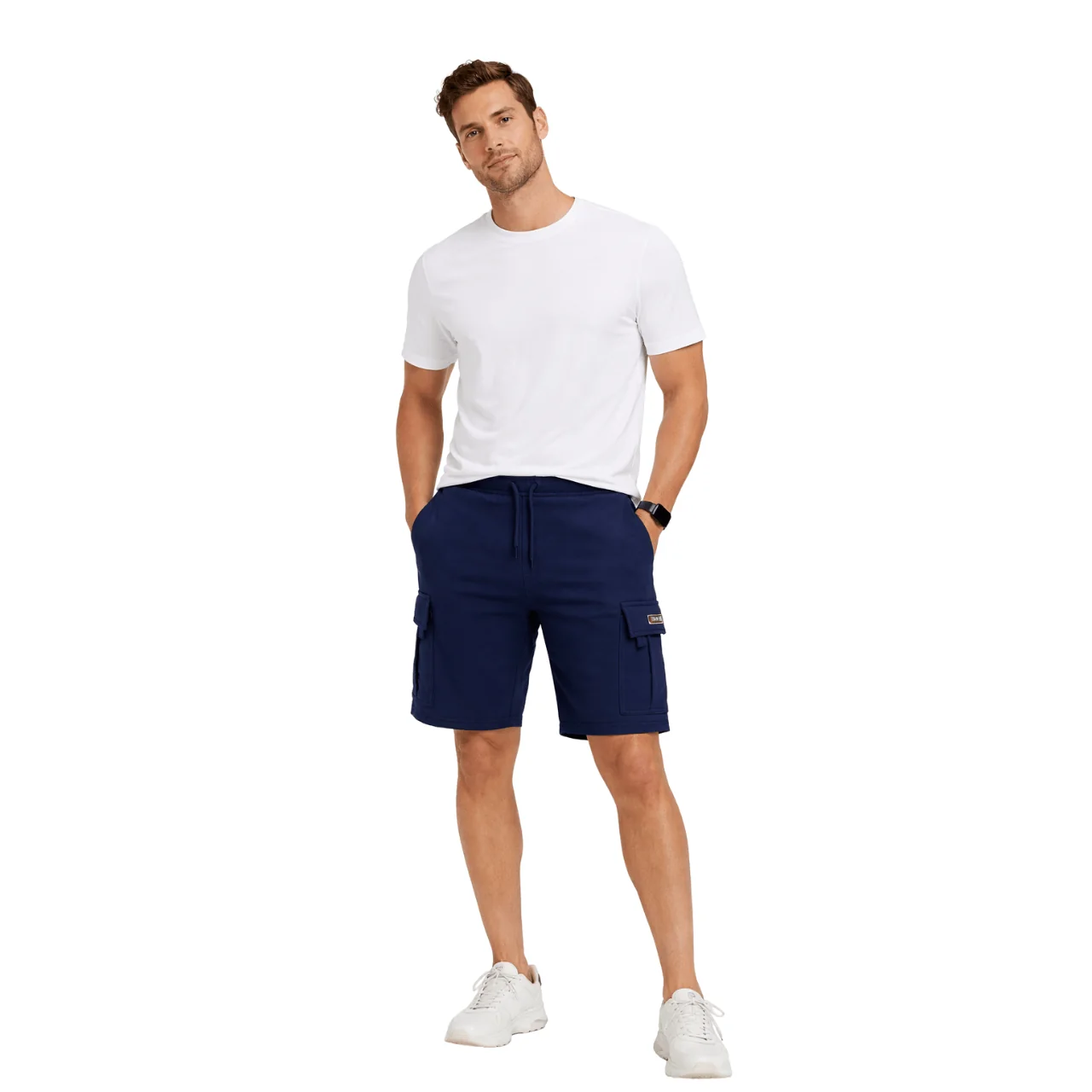 Luxury Men s Knit Cargo Shorts with Drawstring Waist Reusable