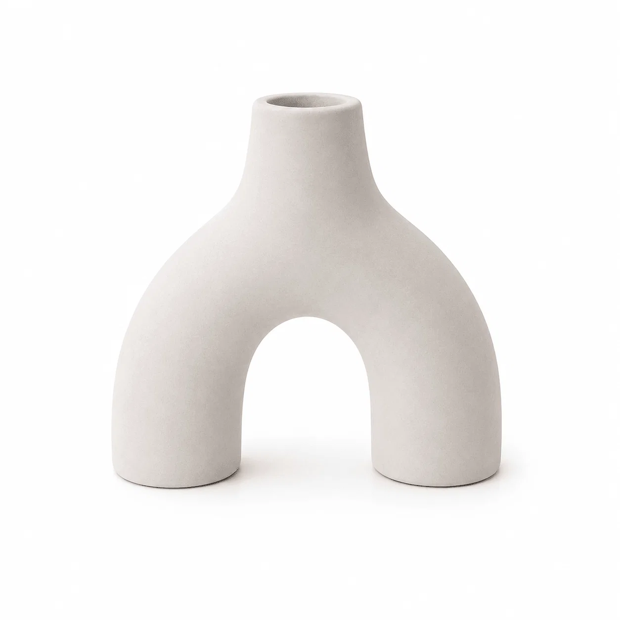 Relaxed Sculptural Arch Ceramic Vase – 9 in White Specialty