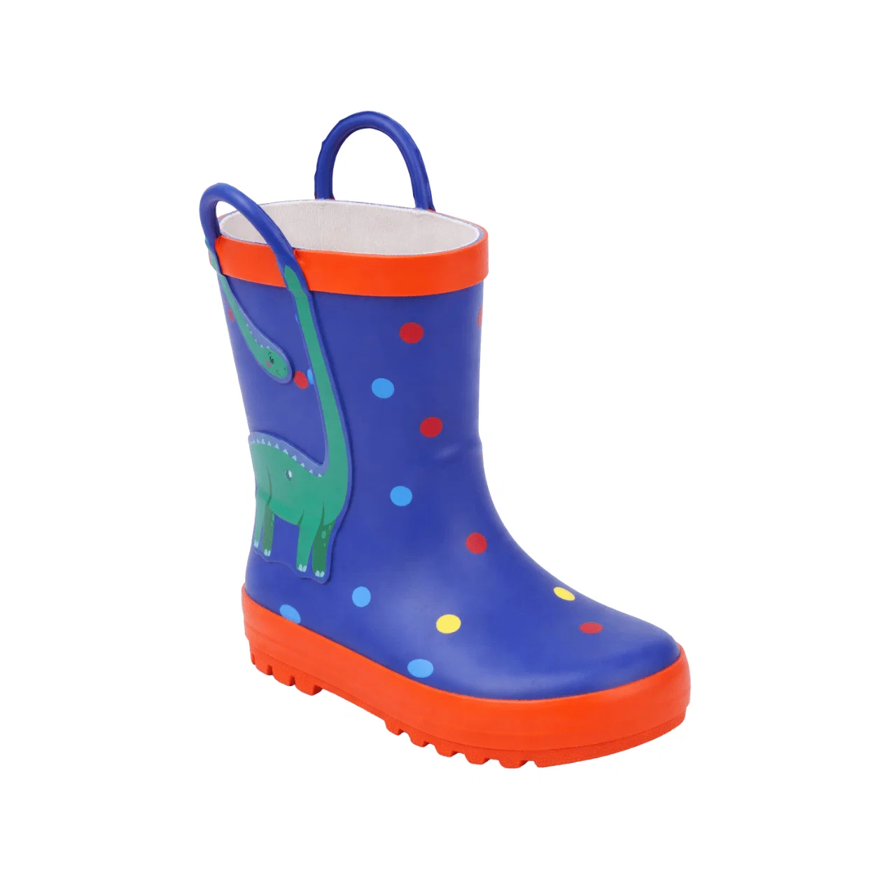 Minimalist Kids Dinosaur Rain Boots with Polka Dots Relaxed