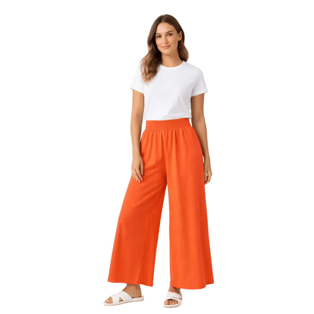 Exclusive Flowy Wide-Leg Pull-On Pants Smooth
