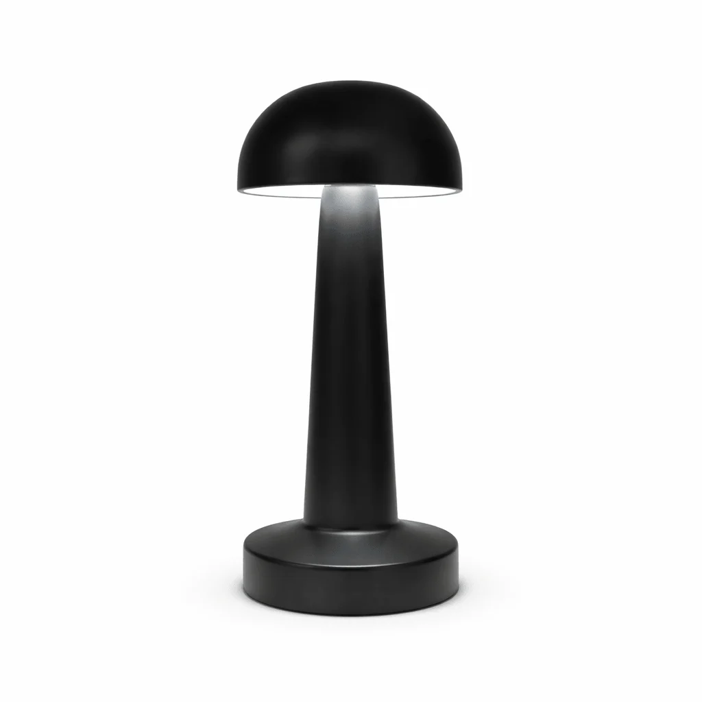 Pure Black Minimalist Table Lamp – Modern Compact Accent Light Versatile