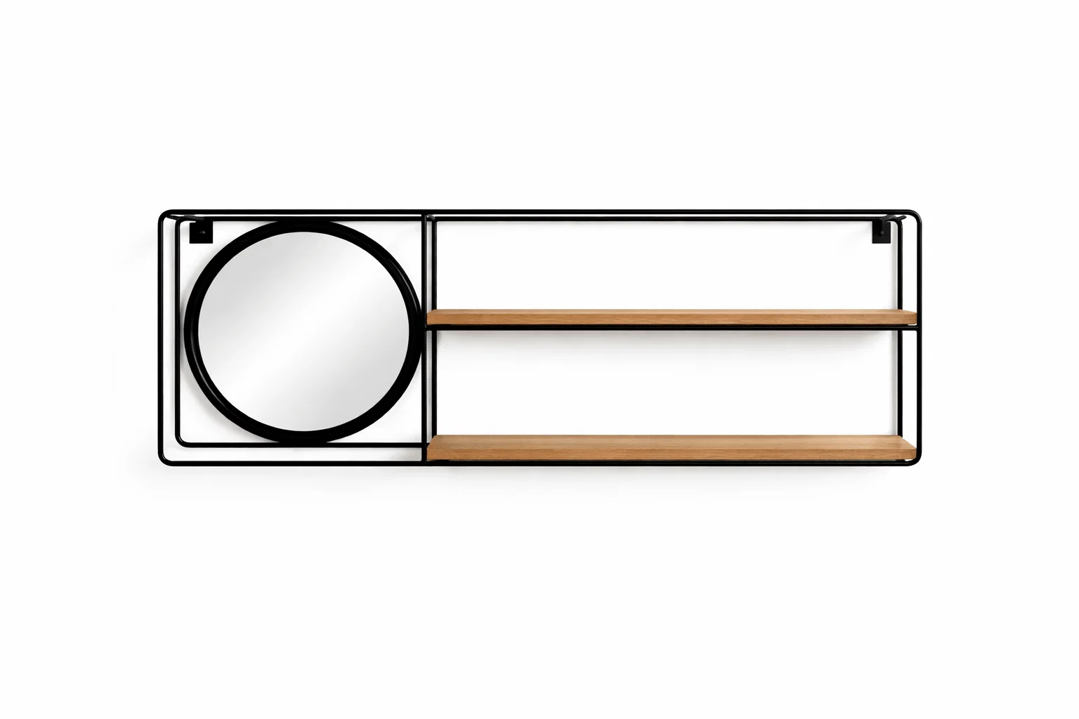 Solid Metal Wall Shelf with Mirror – Compact Modern Storage Display Fine