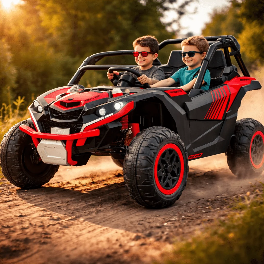 Clean 12V Electric Ride-On UTV Buggy with Remote Control LED Lights Working Doors User-Friendly