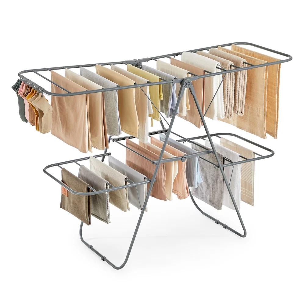 Stylish SONGMICS Clothes Drying Rack Foldable 2-Level Laundry Drying Rack Comfortable