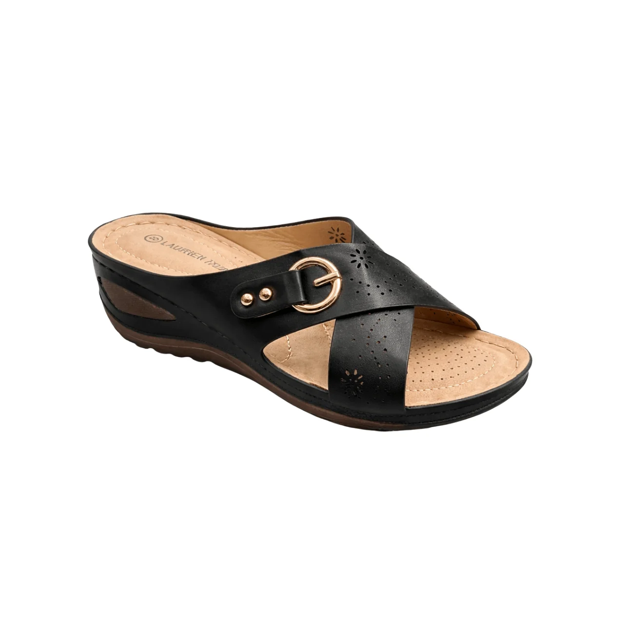 Sustainable Comfort Wedge Slide Sandals with Buckle Detail Official