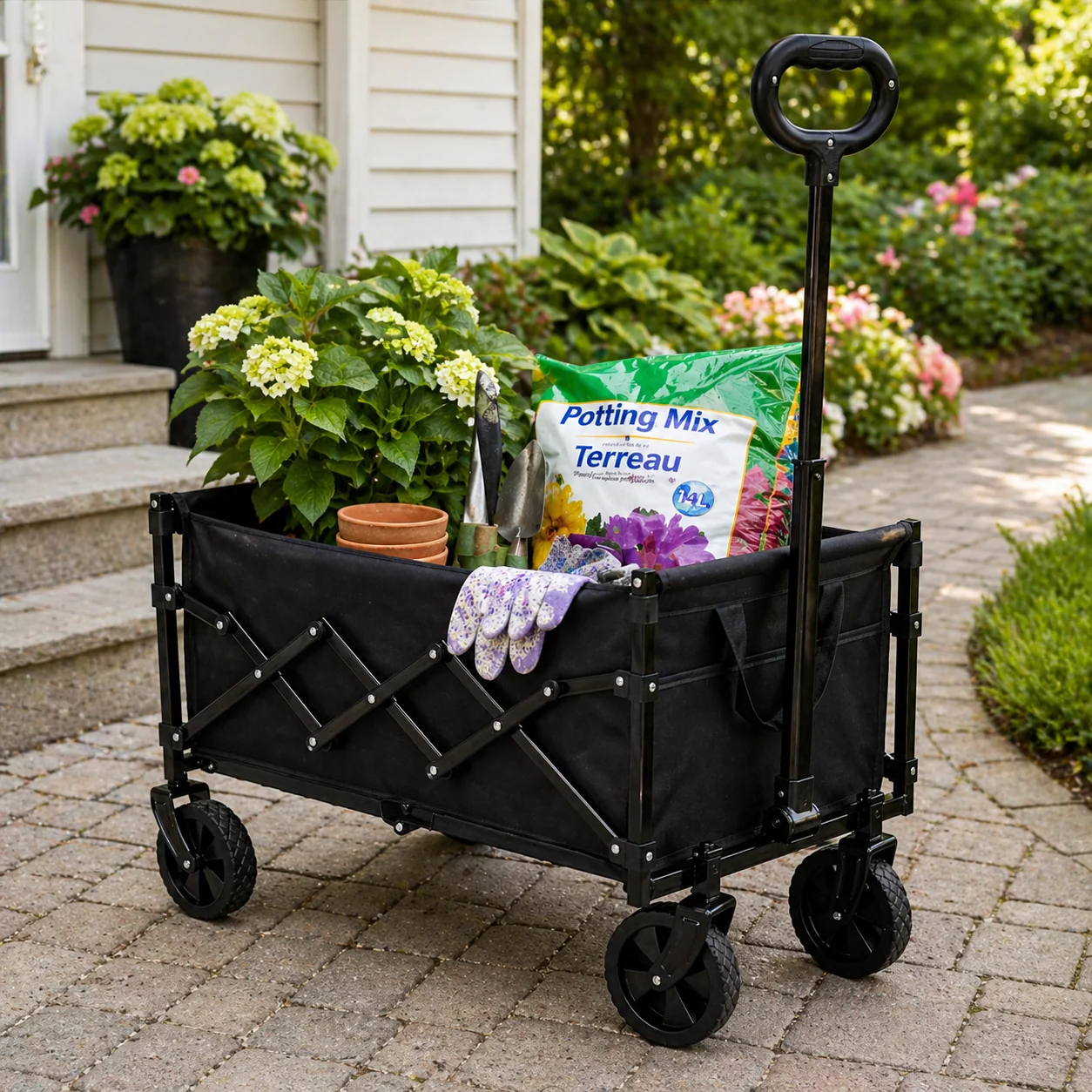 Crafted Folding Wagon Cart – Steel Frame – 70 x 45 x 90 cm Recyclable