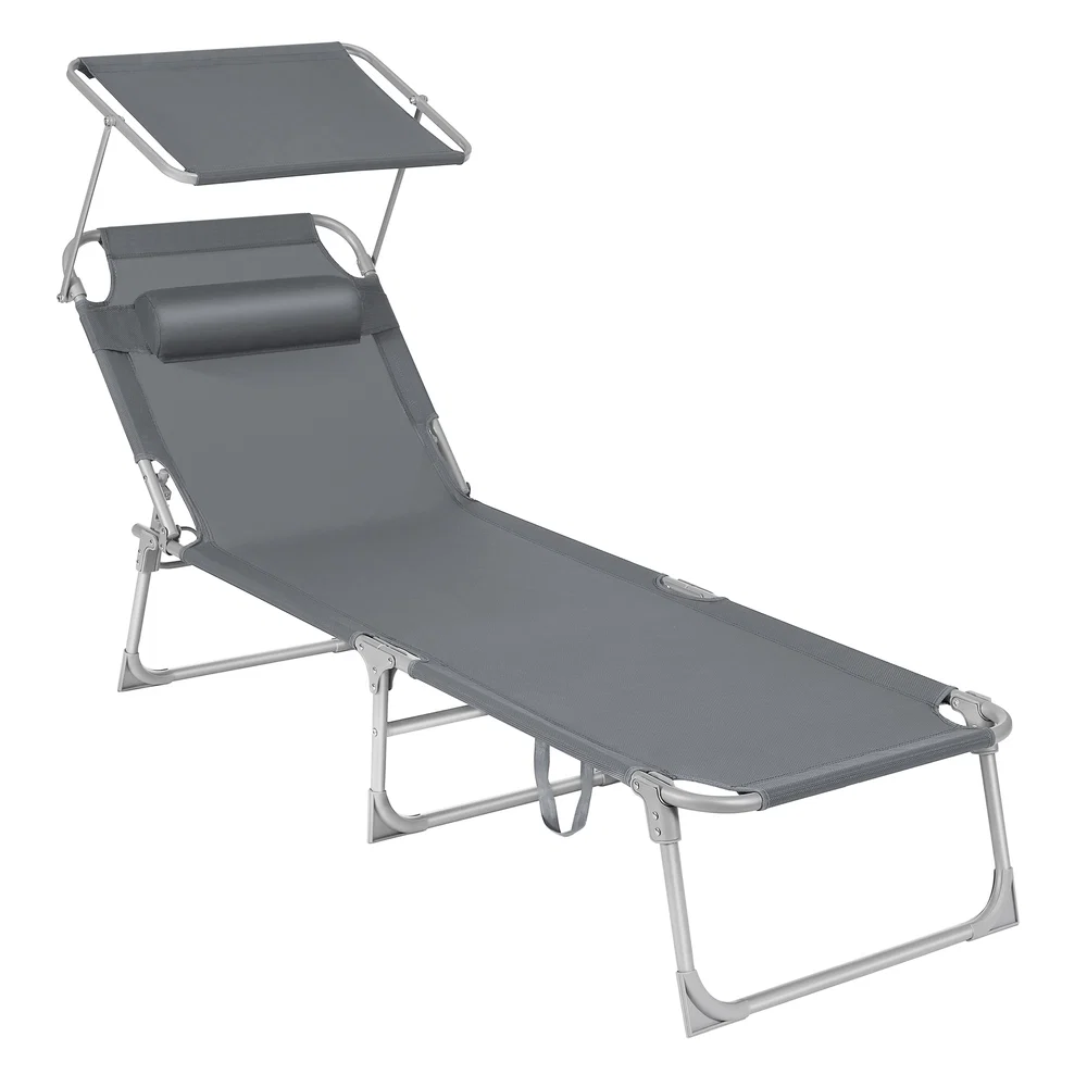 Minimalist SONGMICS Sun Lounger with Sunshade Headrest Adjustable Backrest Trusted