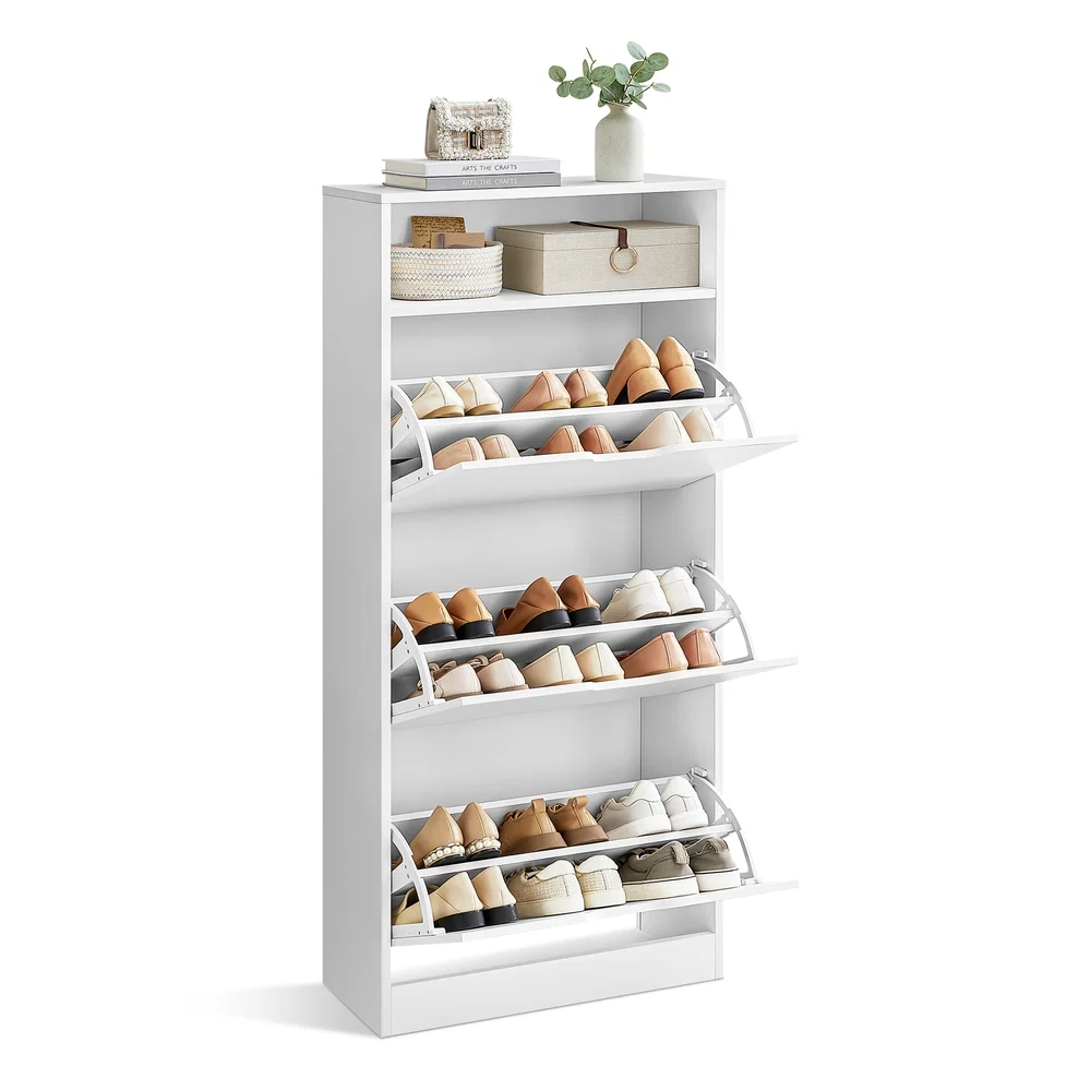Innovative VASAGLE VASAGLE Shoe Cabinet Slimline Shoe Storage with Open Shelf Breathable