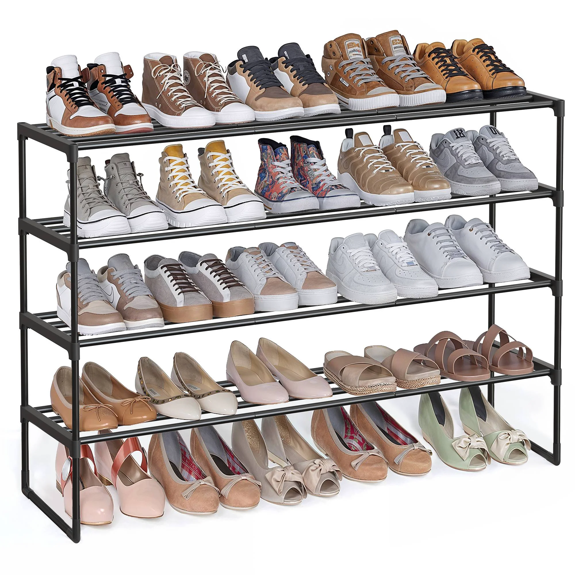 High-End SONGMICS SONGMICS Shoe Rack 4-Tier Shoe Organizer Metal Shoe Storage Shelf Sophisticated