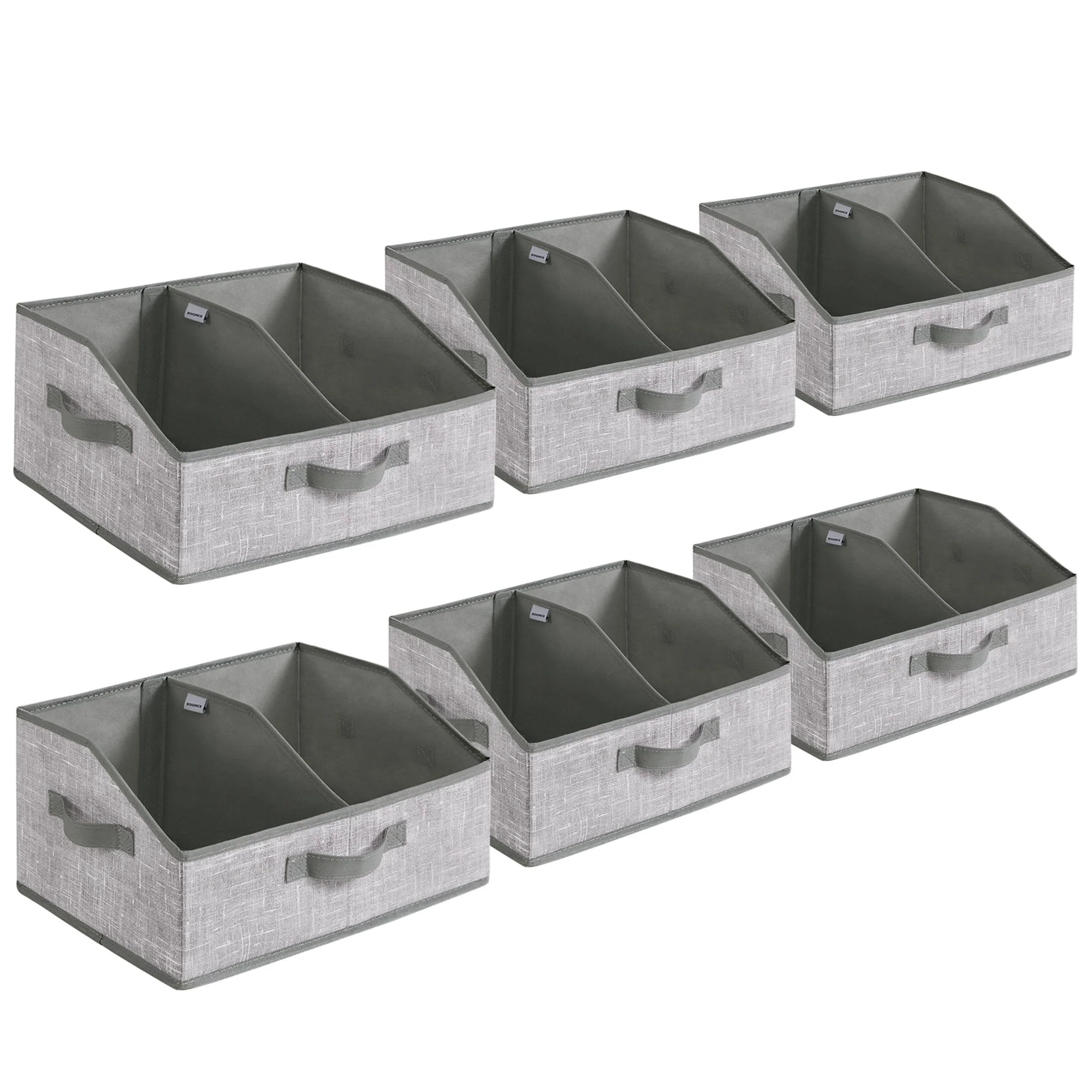 Expertly Made SONGMICS SONGMICS Set of 6 Storage Baskets Foldable Storage Bins Fabric Boxes 15.7 x 11.8 x 7.9 Inches Closet Storage Organizers 3 Handles for Bedroom Living Room Premium