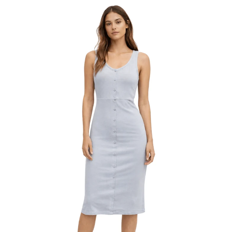 Sustainable YANA Ribbed Button-Front Midi Tank Dress Consistent
