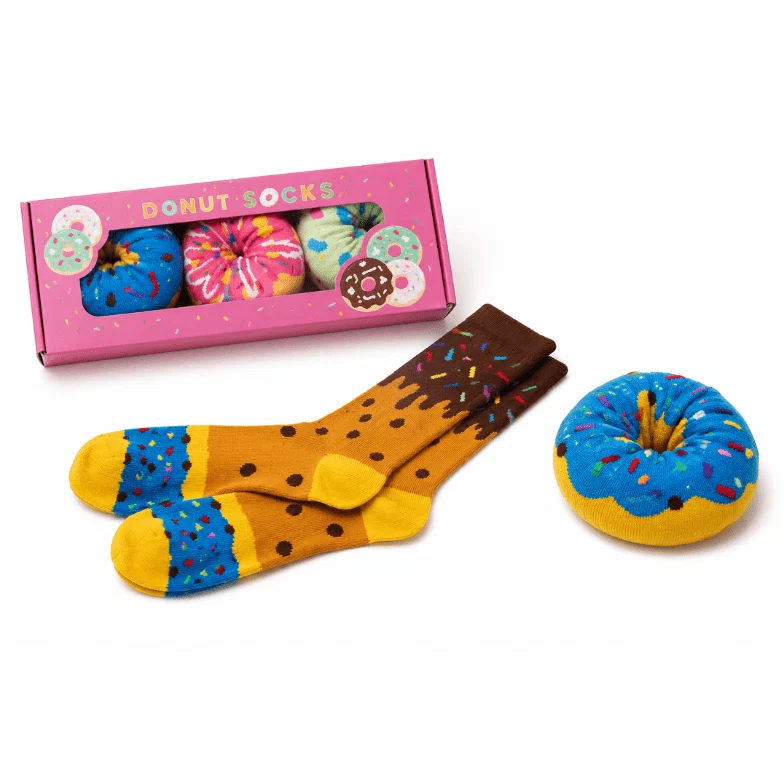 Outstanding Donut Socks Gift Box – 3 Pairs Novelty Socks World-Class