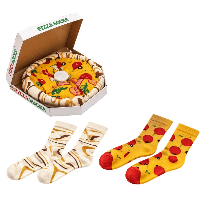 Long-Lasting Pizza Socks Gift Box – 4 Pairs Novelty Socks Natural