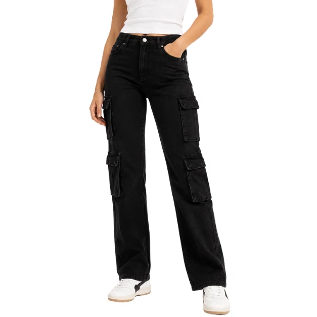 World-Class Ladies Twill Cargo Pants with Zipper Details Traditional