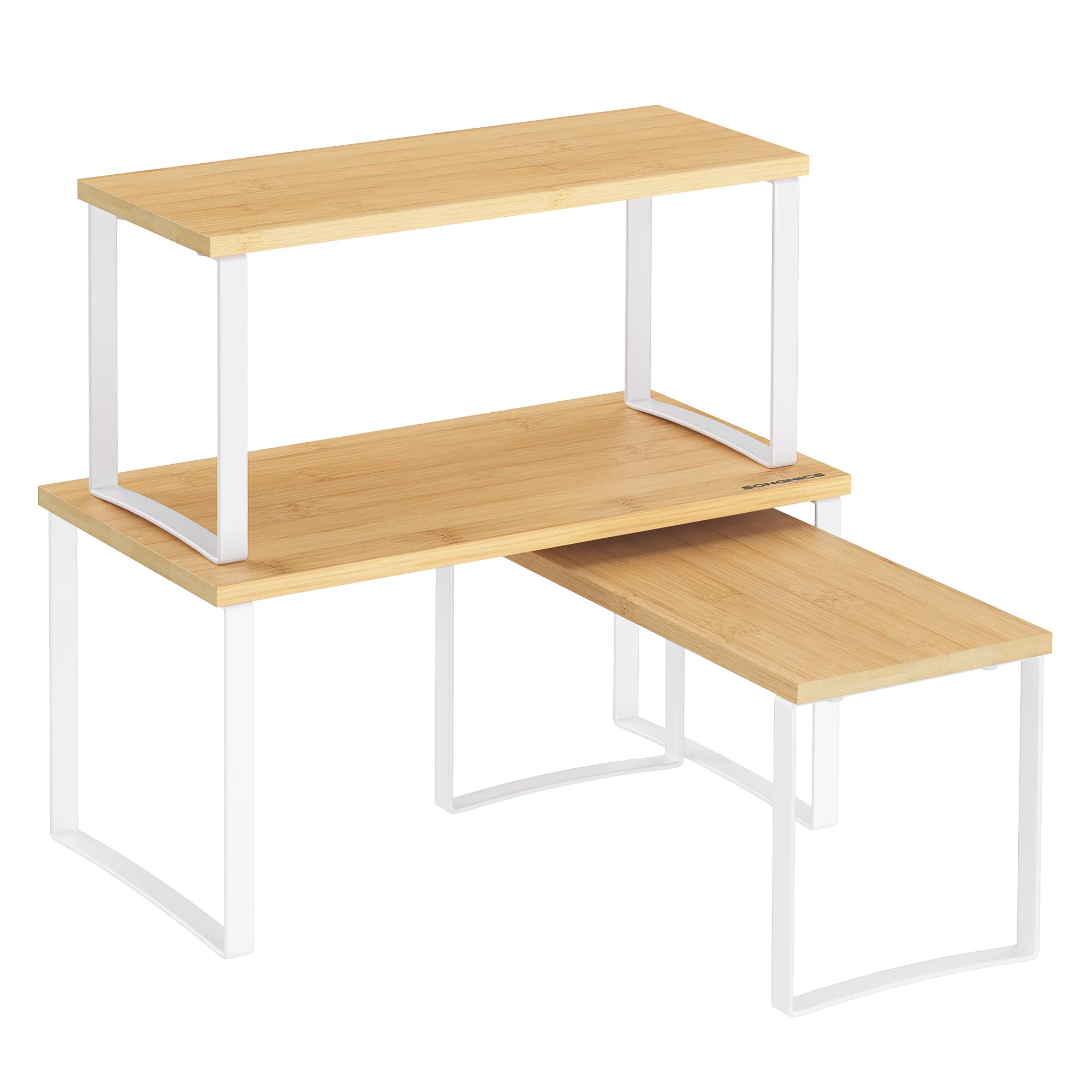 Fine SONGMICS SONGMICS Cabinet Organizer Shelf Set of 3 Kitchen Counter Shelves User-Friendly