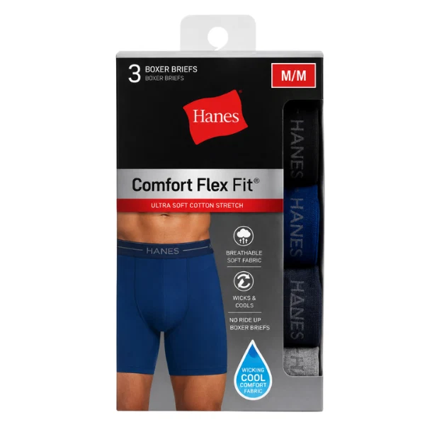 Fine Hanes Comfort Flex Fit Boxer Briefs – 3 Pack Exceptional