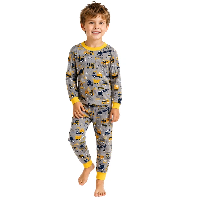 Crafted Boys’ 2-Piece Construction Print Pajama Set High-Performance
