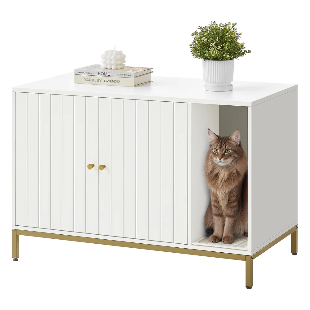 Luxury Feandrea Litter Box Enclosure Modern Cat Litter Box Furniture Hidden Enhanced