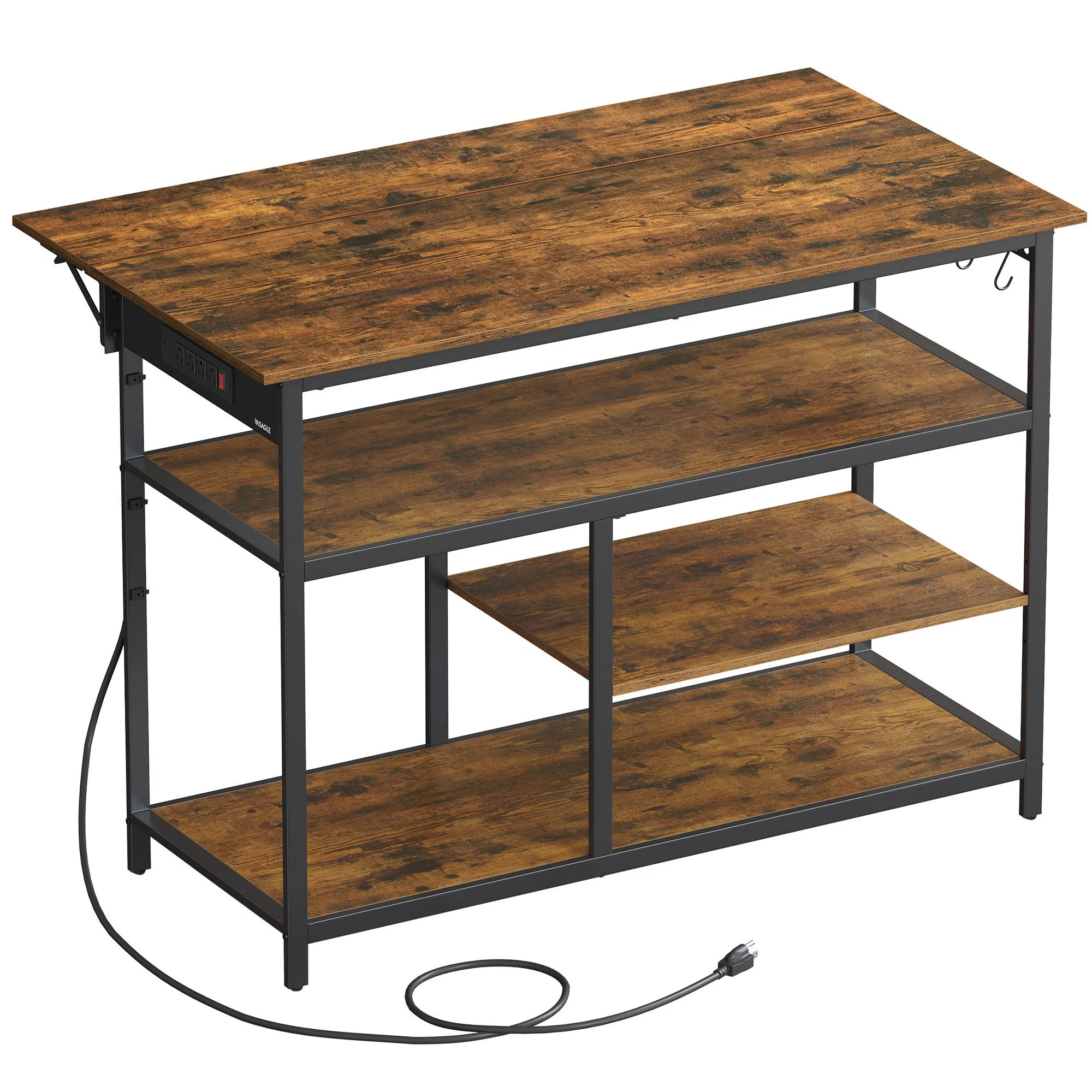 Fine Crafted VASAGLE Rolling kitchen island with drop leaf and power outlet Green