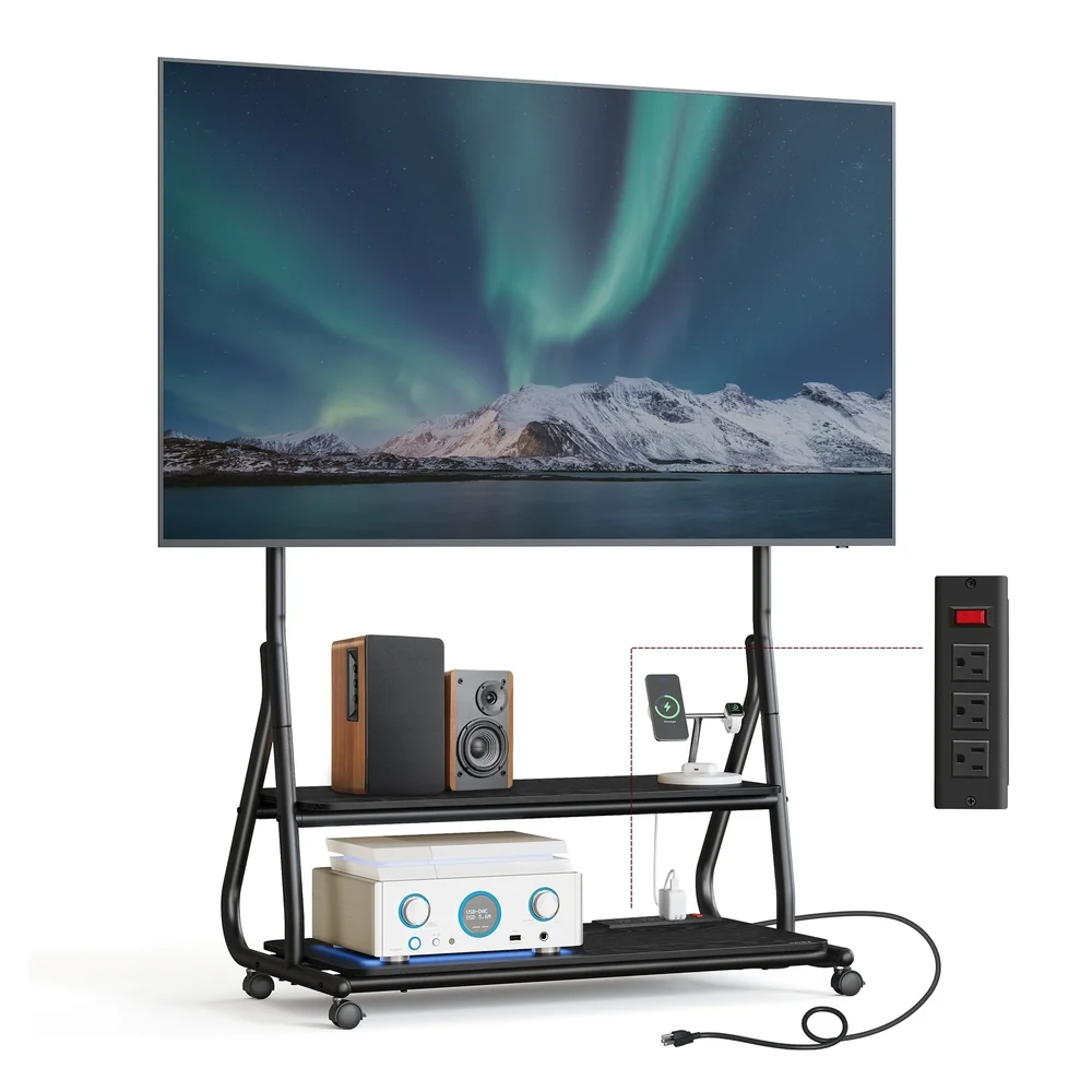Expertly Made VASAGLE TV Stand with Wheels Detailed