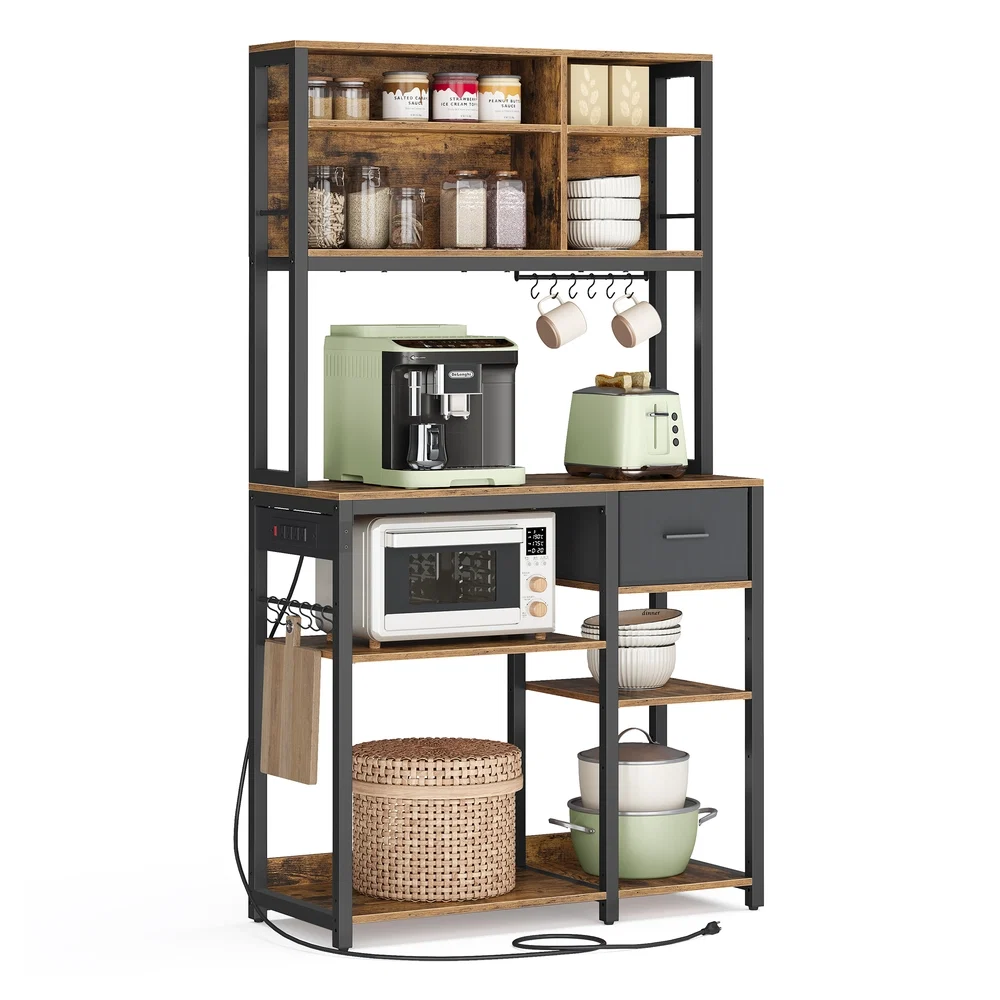 Verified VASAGLE Bakers Rack with Charging Station Contemporary