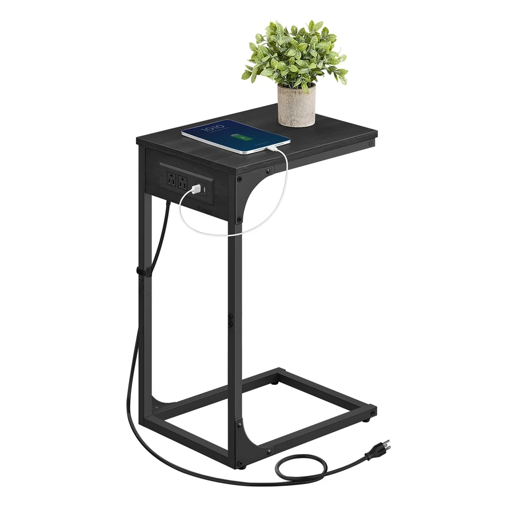 Eco-Friendly VASAGLE C-Shaped Side Table with Charging Station Smart