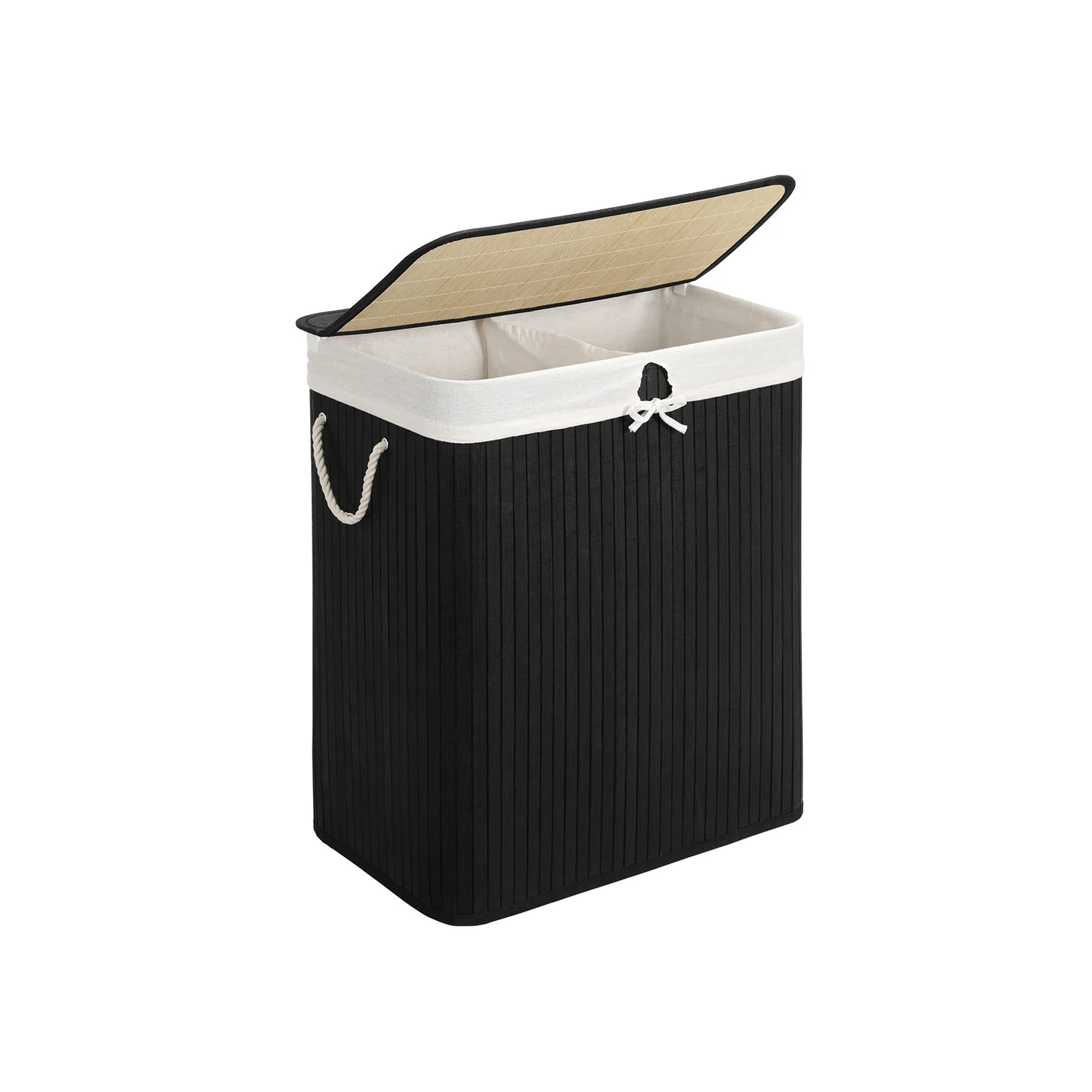 Soft SONGMICS 2-Section Laundry Basket with Lid Safe