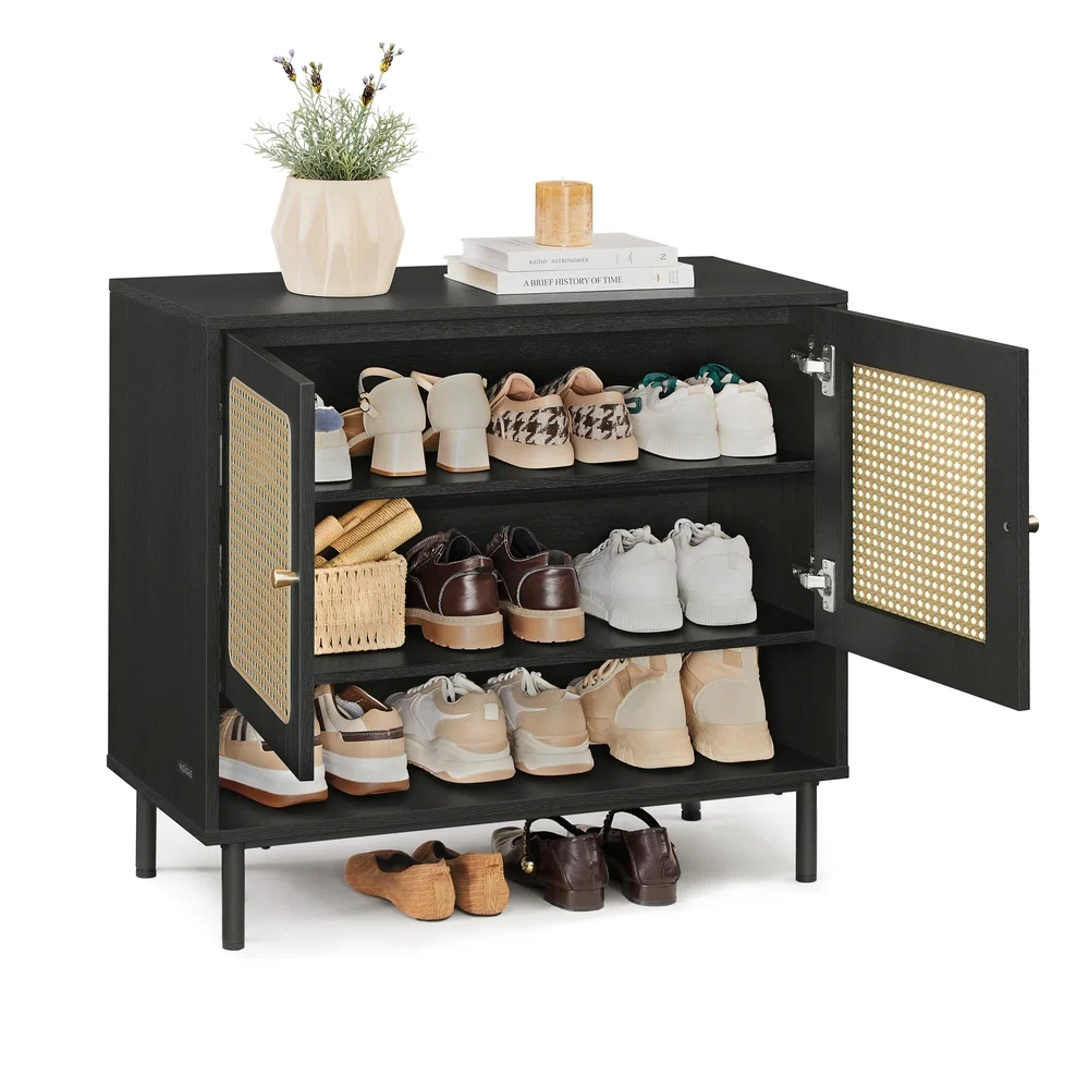 Elegant VASAGLE Boho Style 3-Tier Shoe Organizer Minimalist