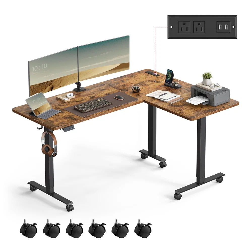 Eco-Friendly VASAGLE Corner Desk with Power Outlets Fast