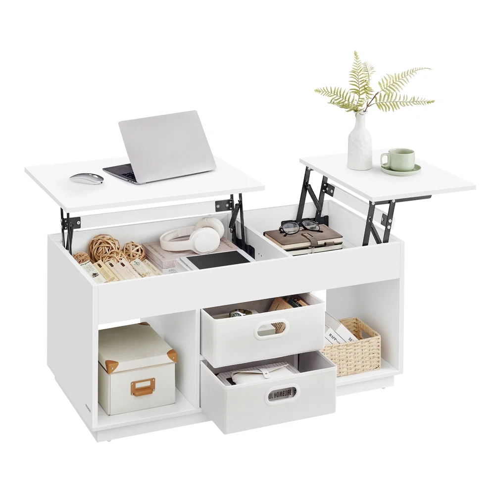 Genuine VASAGLE Lift-Top Coffee Table with 2 Drawers Soft