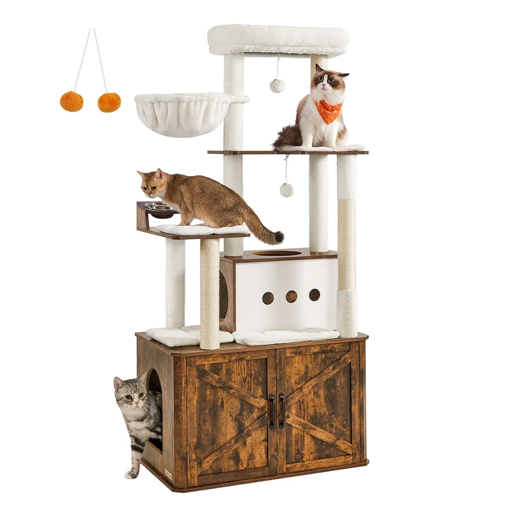 Casual Feandrea 66.9-Inch Cat Condo with Food Stationr User-Friendly