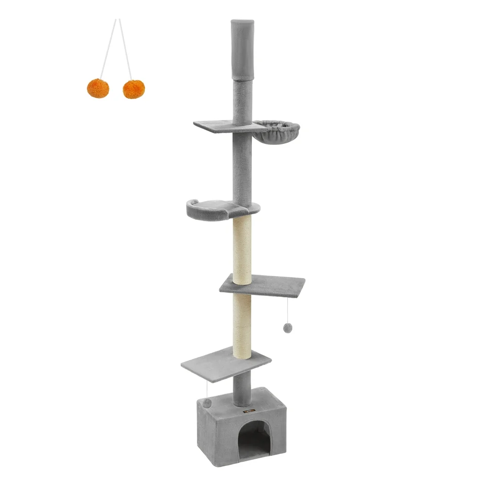 Reliable Feandrea Floor to Ceiling Cat Tree 91-115 Inches Height Adjustable Cat Tower Traditional