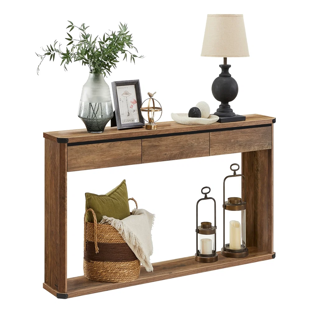 Sustainable VASAGLE Narrow Entryway Table with 3 Drawers Bottom Shelf Trusted