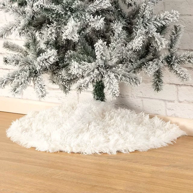 Quality CHRISTMAS TREE SKIRT FAKE FUR WHITE HALF-M-SIZE nHN Authentic
