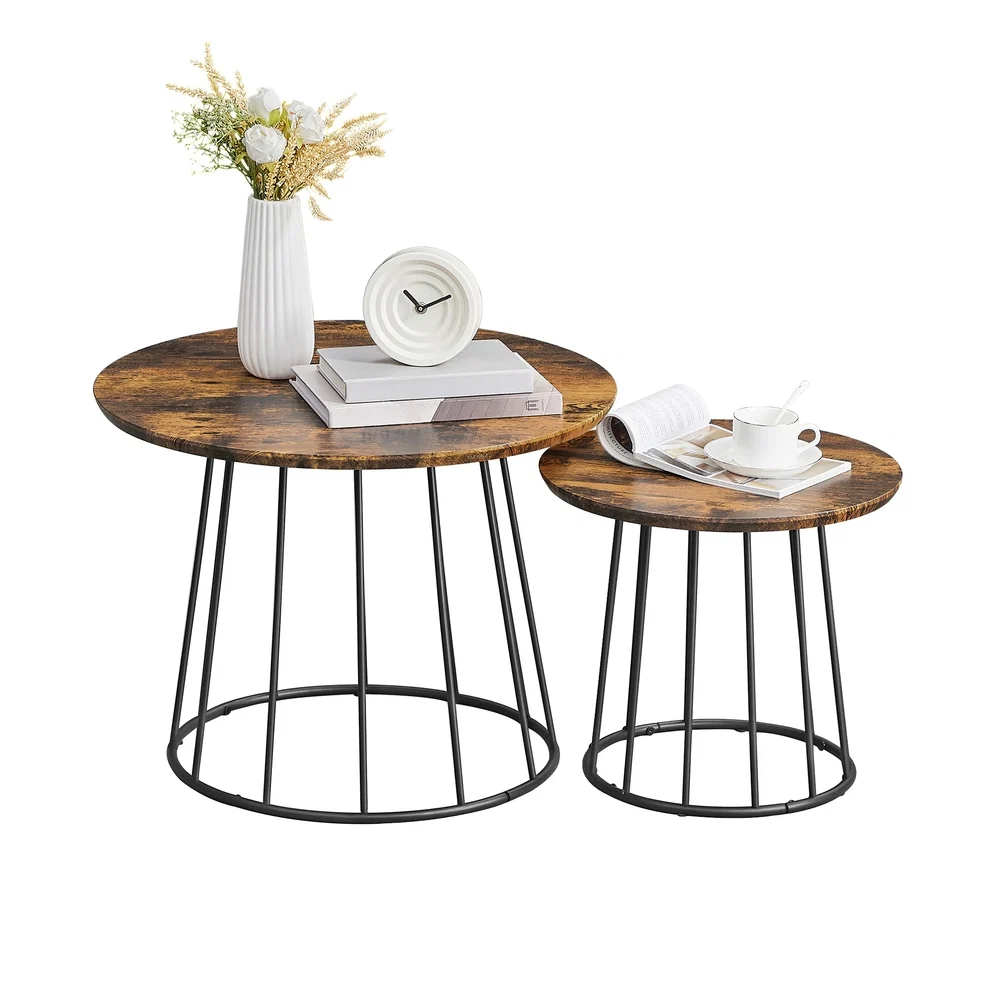 Recyclable VASAGLE Modern Coffee Table Set with Steel Frame Breathable