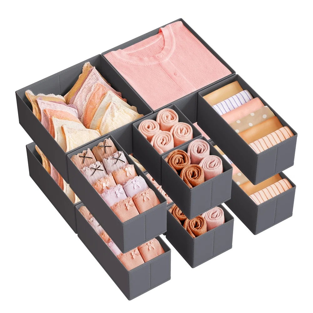 Innovative SONGMICS Foldable Fabric Storage Bins for Socks Underwear Bras Ties Scarves Genuine