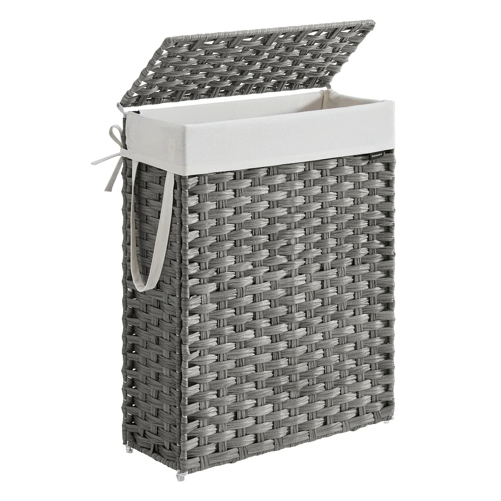 Smart VASAGLE Slim Laundry Hamper with Lid and Handles Specialty