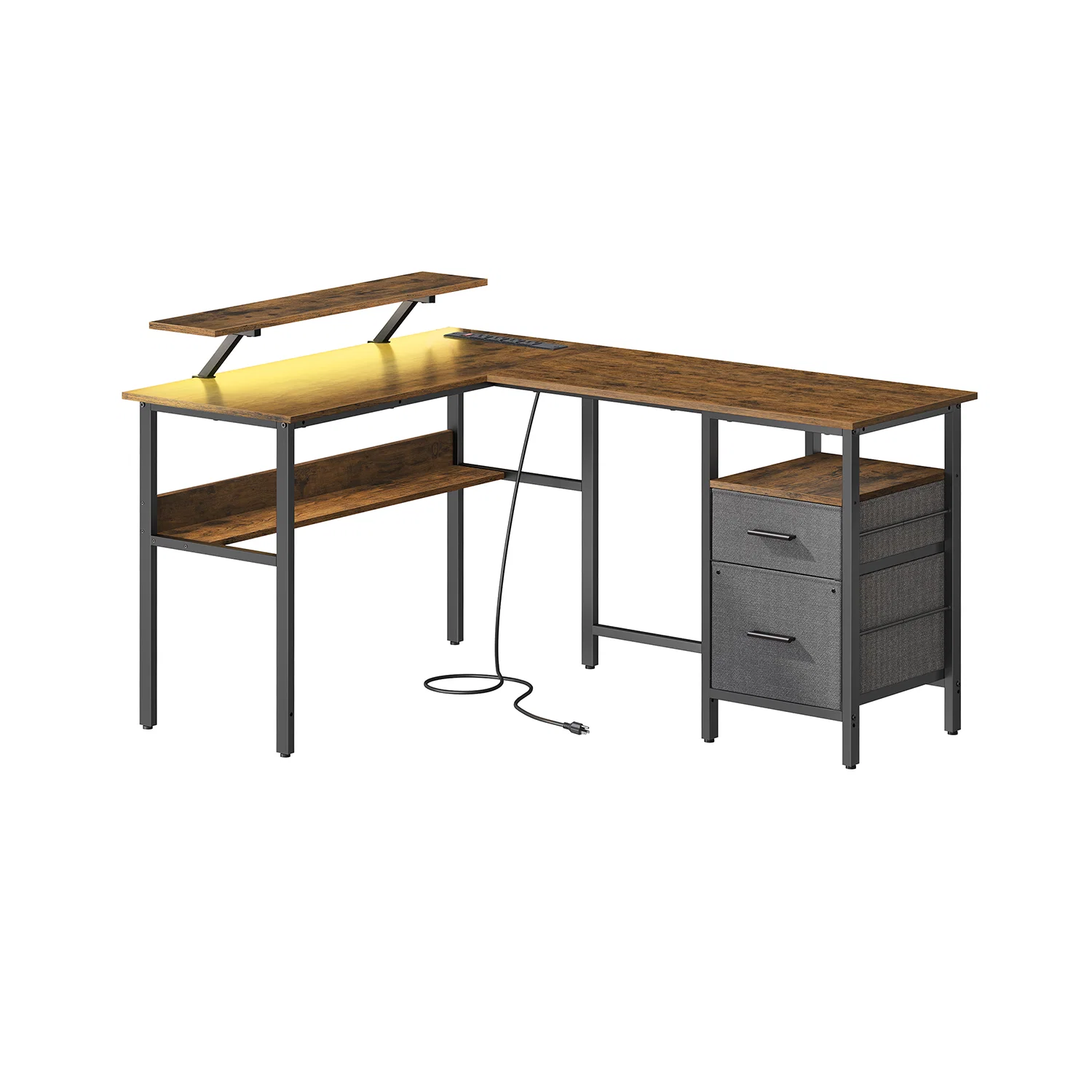 Exceptional VASAGLE L-Shaped Desk with Power Outlets Recyclable