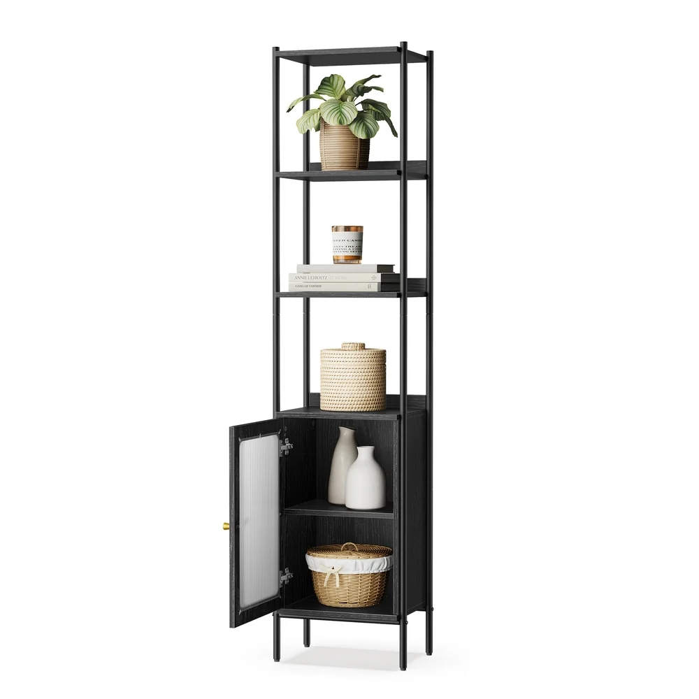 Excellent VASAGLE Bookcase with Rattan-Like Door Optimized