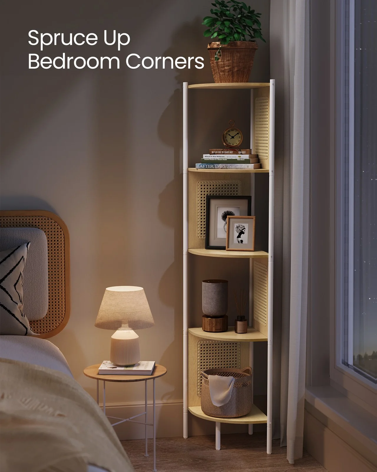 Comfortable VASAGLE 5-Tier Corner Shelf Stand with Polyrattan Sides Reliable